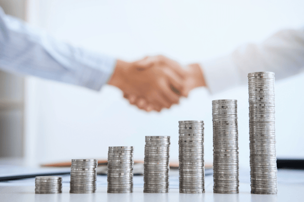 Money Funding Handshake Agreement Stock Photo